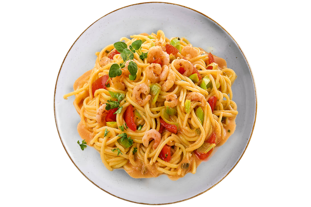 Spaghetti mit Shrimps